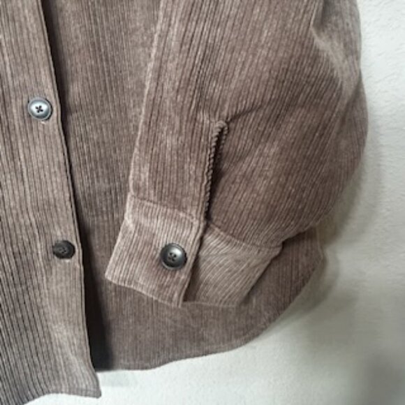 NWOT Vintage Taupe Brown Corduroy Suede Collared Fall Shaket Jacket Coat - Picture 8 of 11